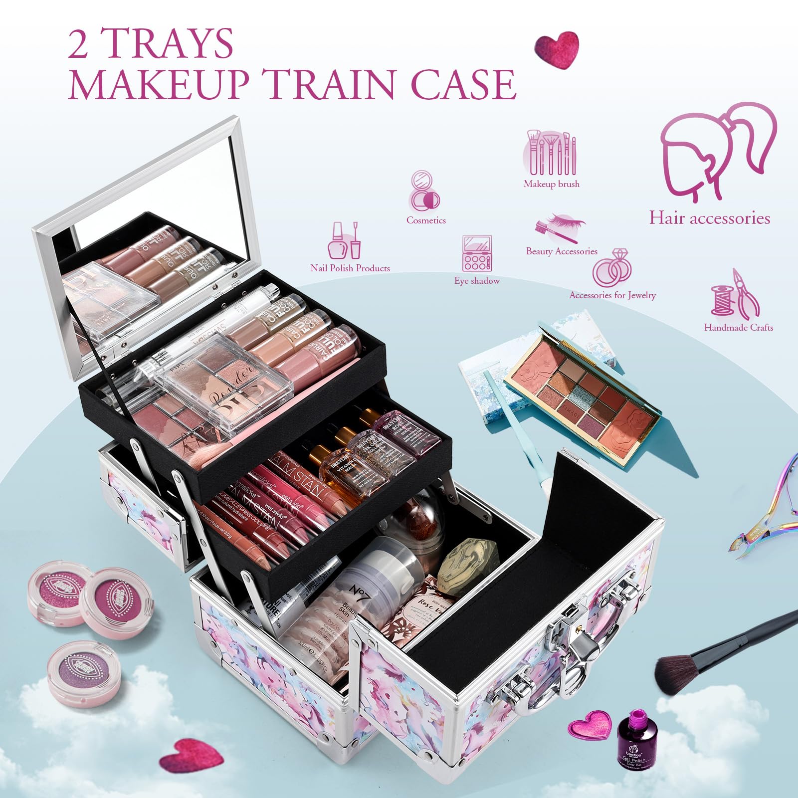 Joligrace Girls Cosmetic Train Case M83E
