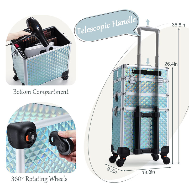 Sleek and Practical Makeup Case on Wheels - Ideal Size for Glam on the Move