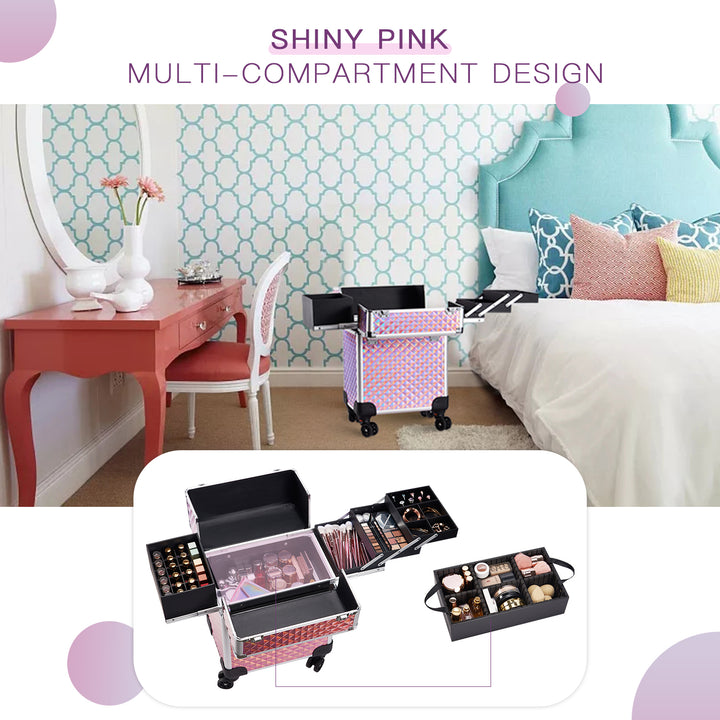 Stagiant Pink Diamond Rolling Makeup Trolley 85G - Joligrace