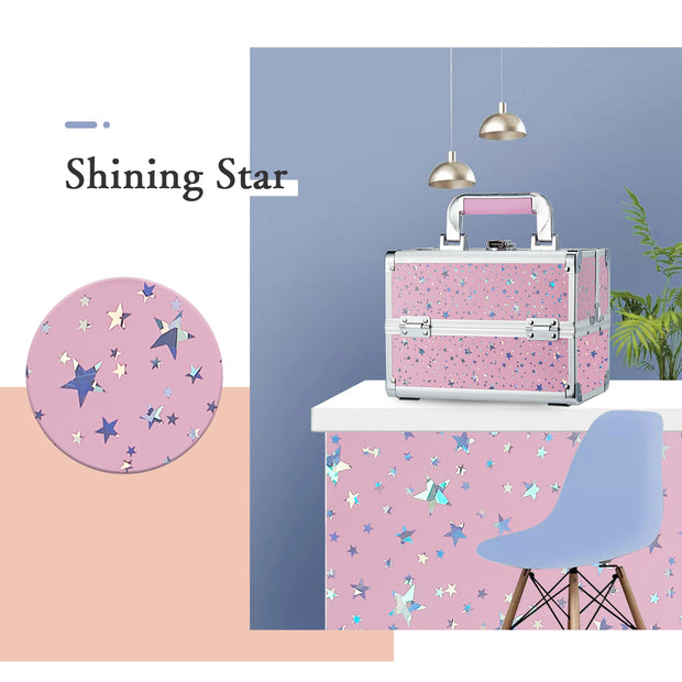 Joligrace Pink Star Makeup Case with Mirror 87C - Joligrace