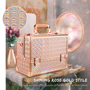 Shiny Rose Gold 12 inch Large Portable Makeup Case 90L - Joligrace