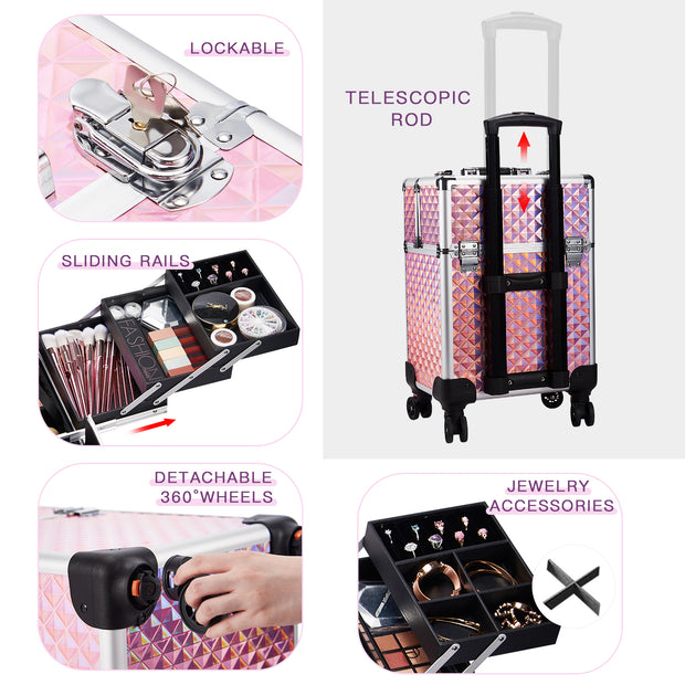 Stagiant Pink Diamond Rolling Makeup Trolley 85G - Joligrace