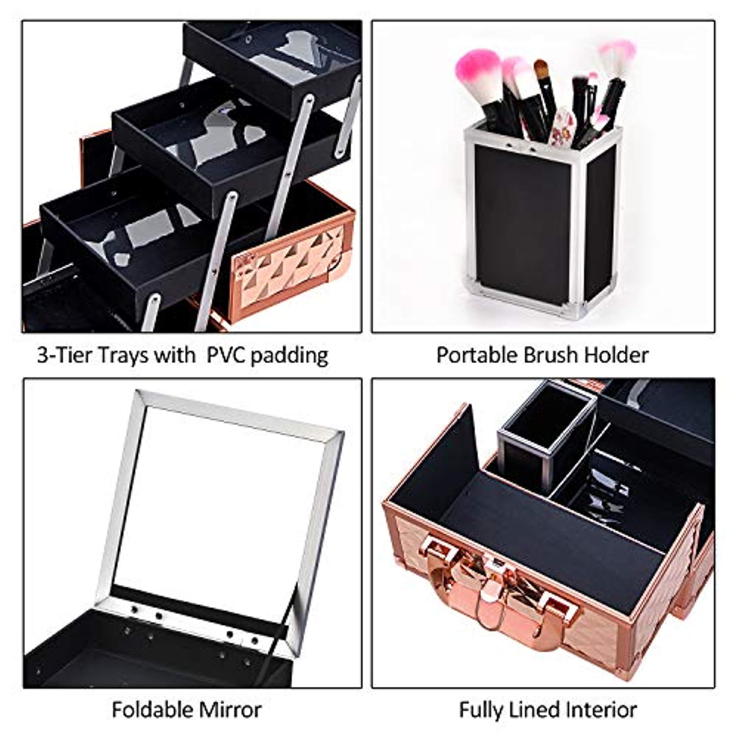 Joligrace Rose Gold Makeup Case 88P Joligrace