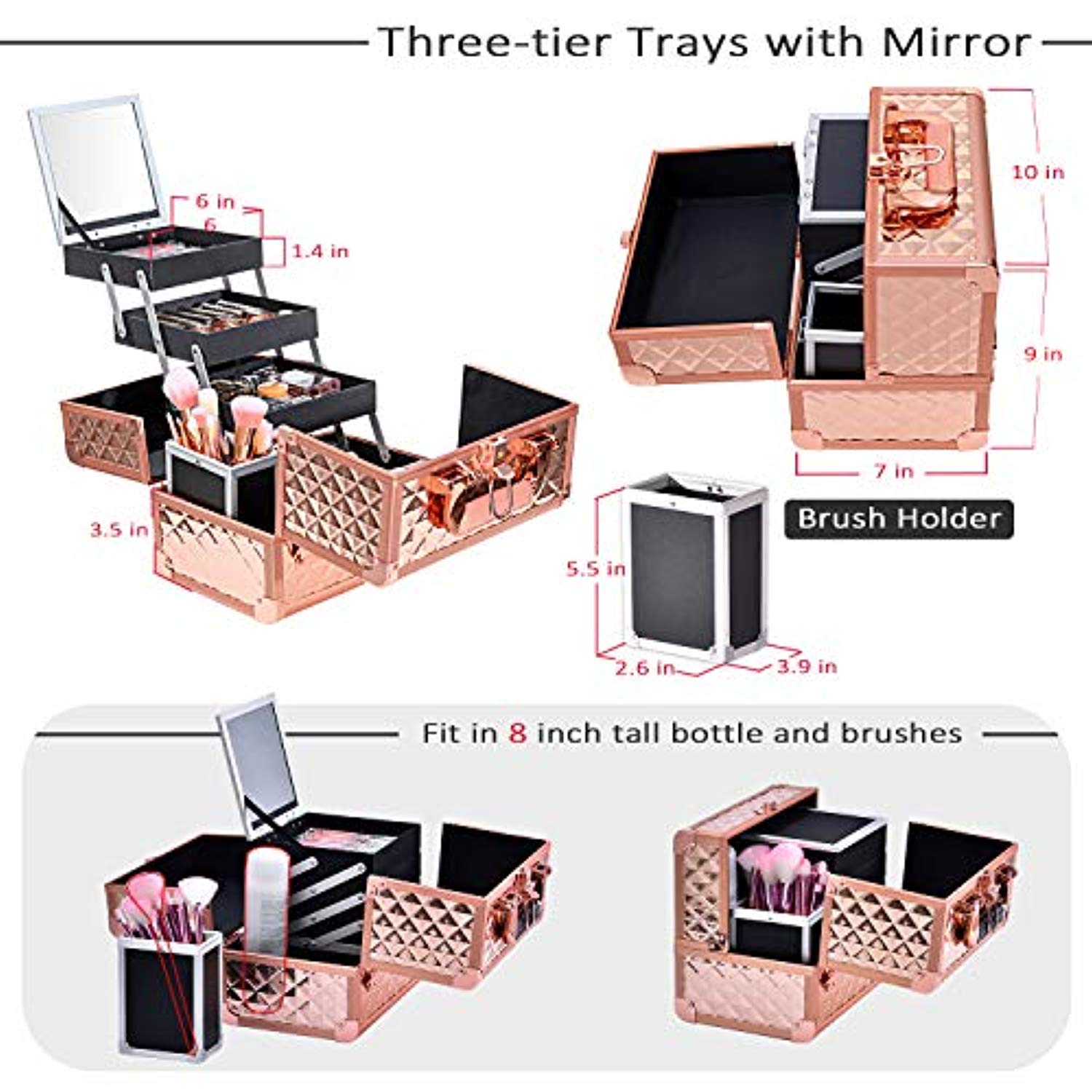 Joligrace Rose Gold Makeup Case 88P Joligrace