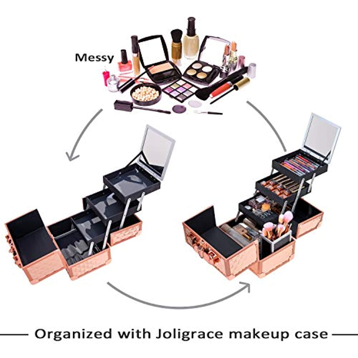 Joligrace Rose Gold Makeup Case 88P Joligrace