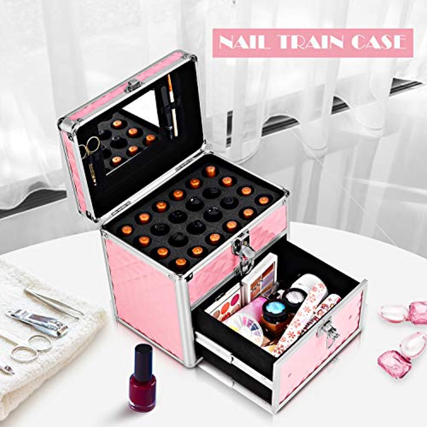 Pink Nail Polish Organizer Case M81P – Joligrace