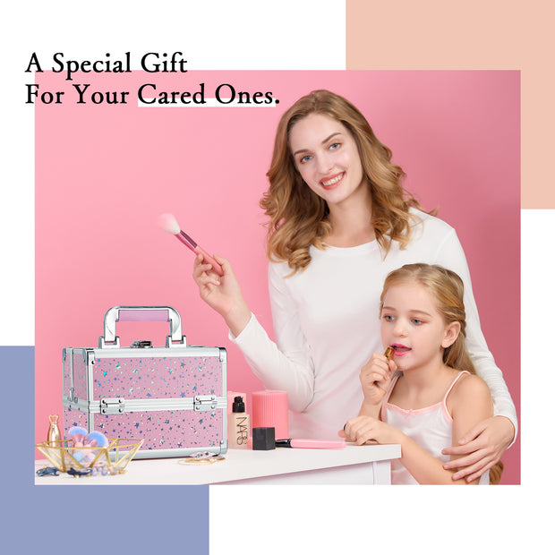 Joligrace Pink Star Makeup Case with Mirror 87C - Joligrace