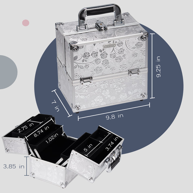 Silver Rose Makeup Case 80M - Joligrace