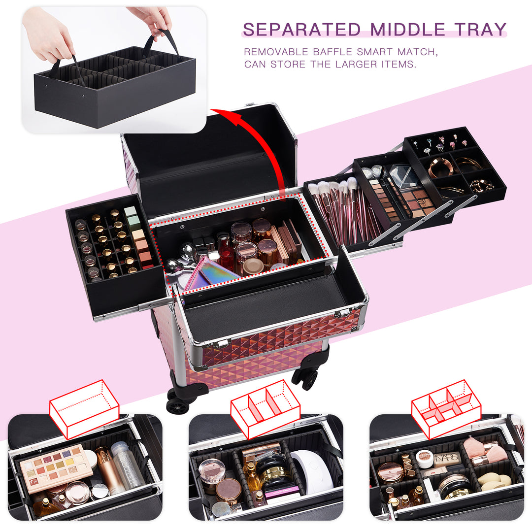 Stagiant Pink Diamond Rolling Makeup Trolley 85G - Joligrace