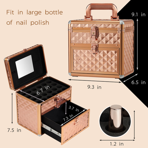 Rose Gold Nail Polish Makeup Case 81T - Joligrace