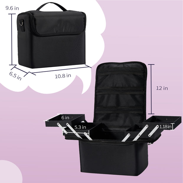 Joligrace Black Large Makeup Bag with Strap M06A
