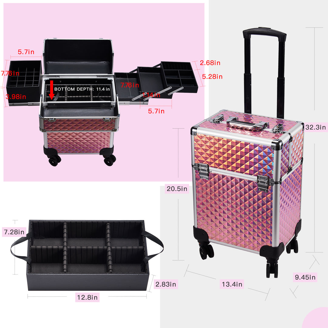 Stagiant Pink Diamond Rolling Makeup Trolley 85G - Joligrace