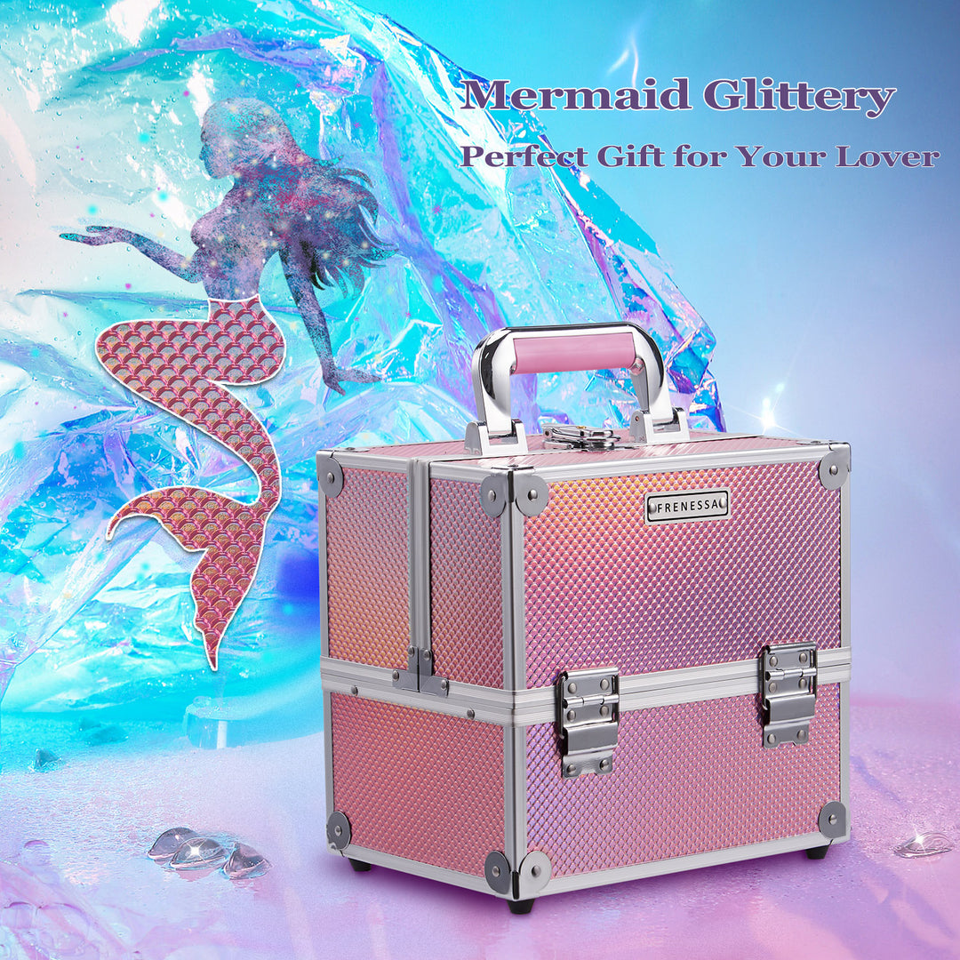 Frenessa Mermaid Glittery Pink Makeup Case - Joligrace