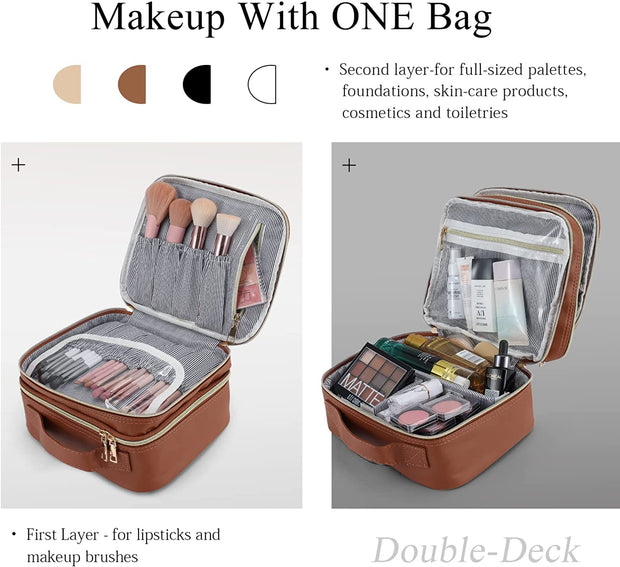 Joligrace Makeup Box Organizer Large Makeup Case with Mirror 3-Tray  Carrying Make-up Train Case with Brush Holder Locking Portable Cosmetic  Travel