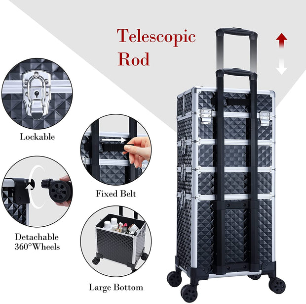 Joligrace 4 in 1 Rolling Makeup Train Case 86E - Joligrace