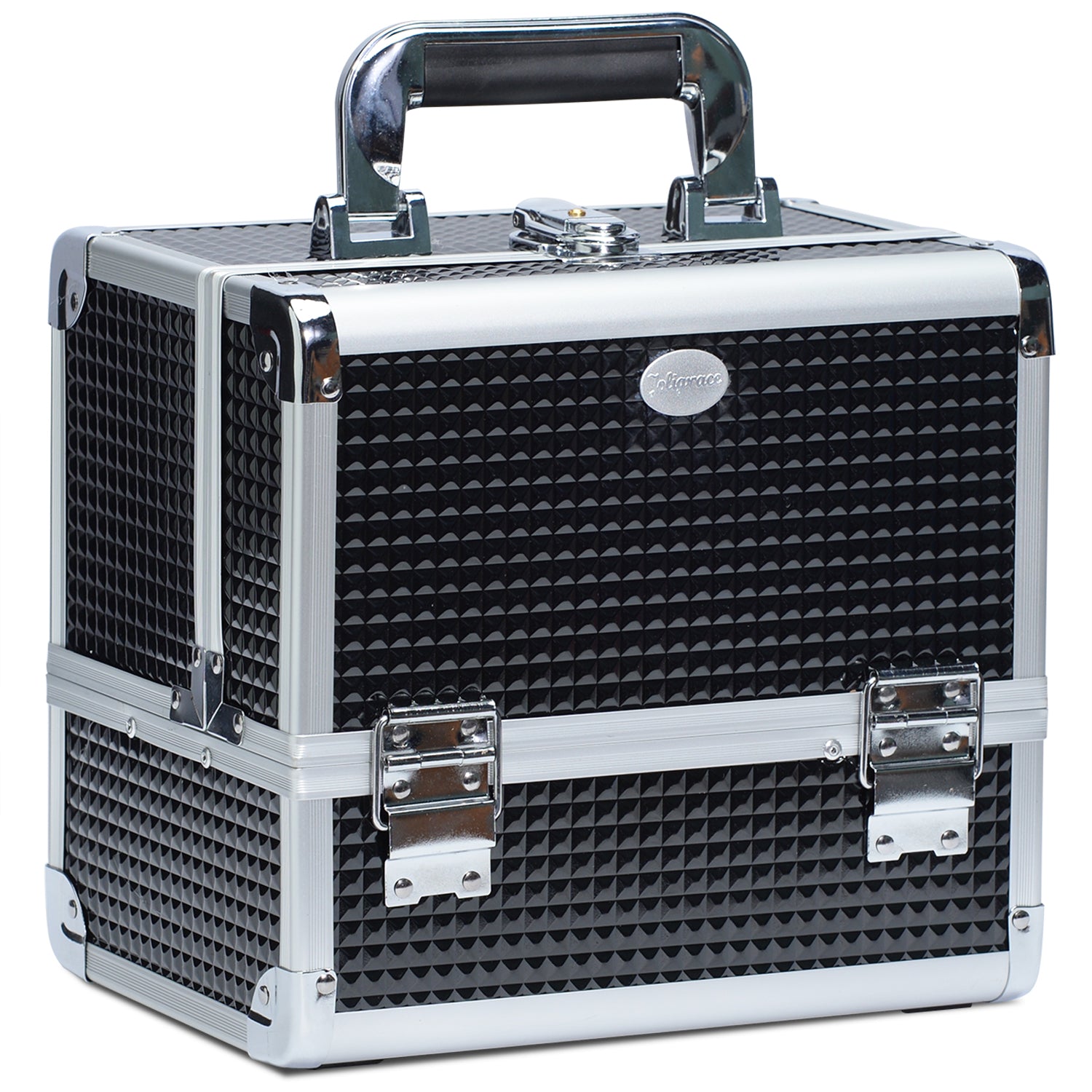 Joligrace Black Diamond Makeup Train Case with 3 Tire Trays 88Z Joligrace