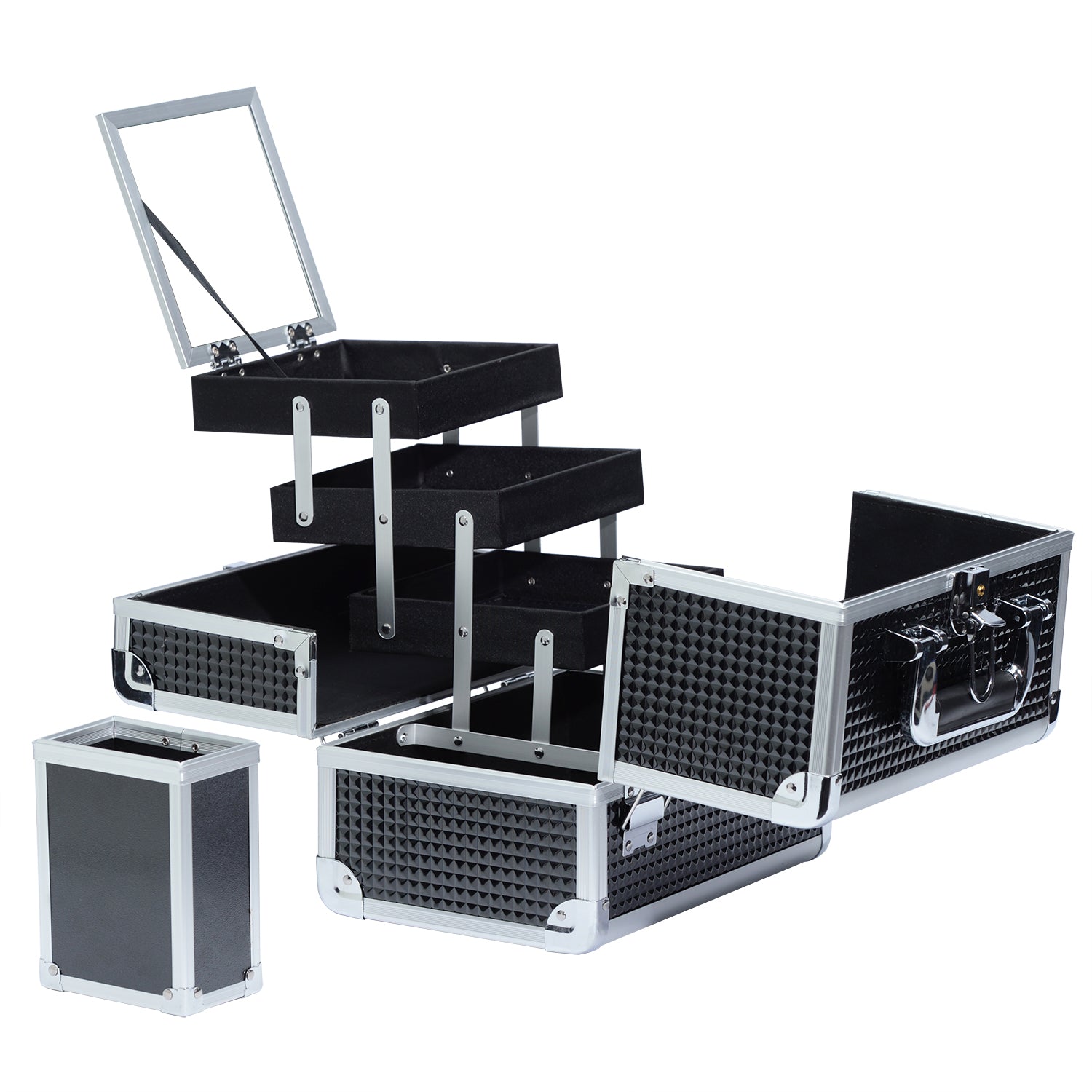 Joligrace Black Diamond Makeup Train Case with 3 Tire Trays 88Z Joligrace