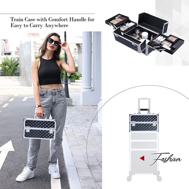 Joligrace 4 in 1 Rolling Makeup Train Case 86E - Joligrace