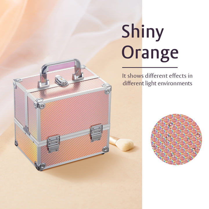 Shiny Orange Makeup Storage Case - Shows Different Effects in Different Environments