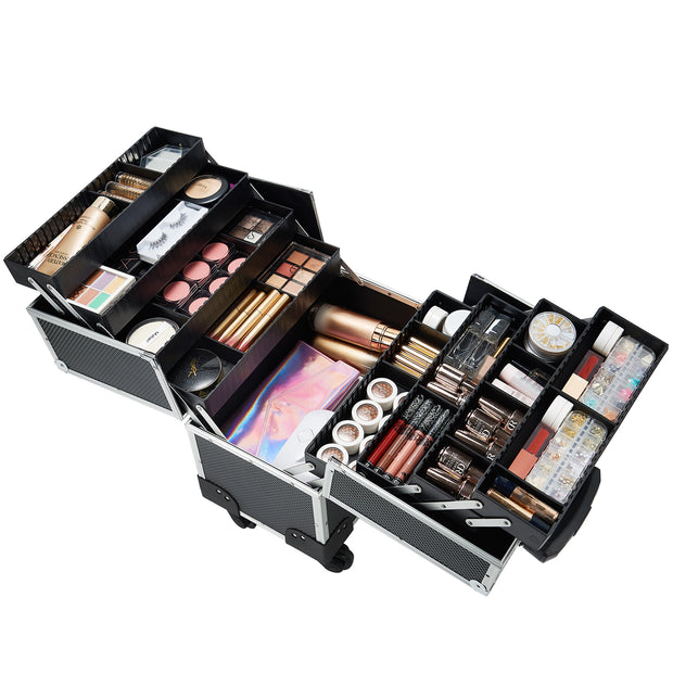 Joligrace Black Rolling Makeup Case with Wheels 85J - Joligrace