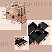 ROSE GOLD MAKEUP TRAIN CASE WITH DRAWER 92C - Joligrace