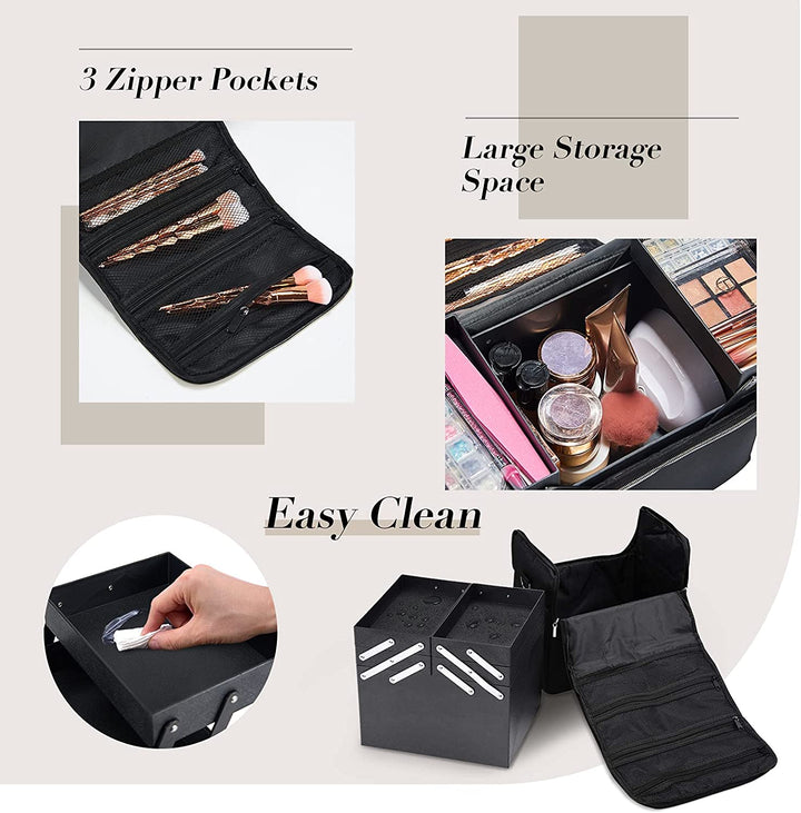 Black Makeup Bag with Shoulder Strap 06C - Joligrace