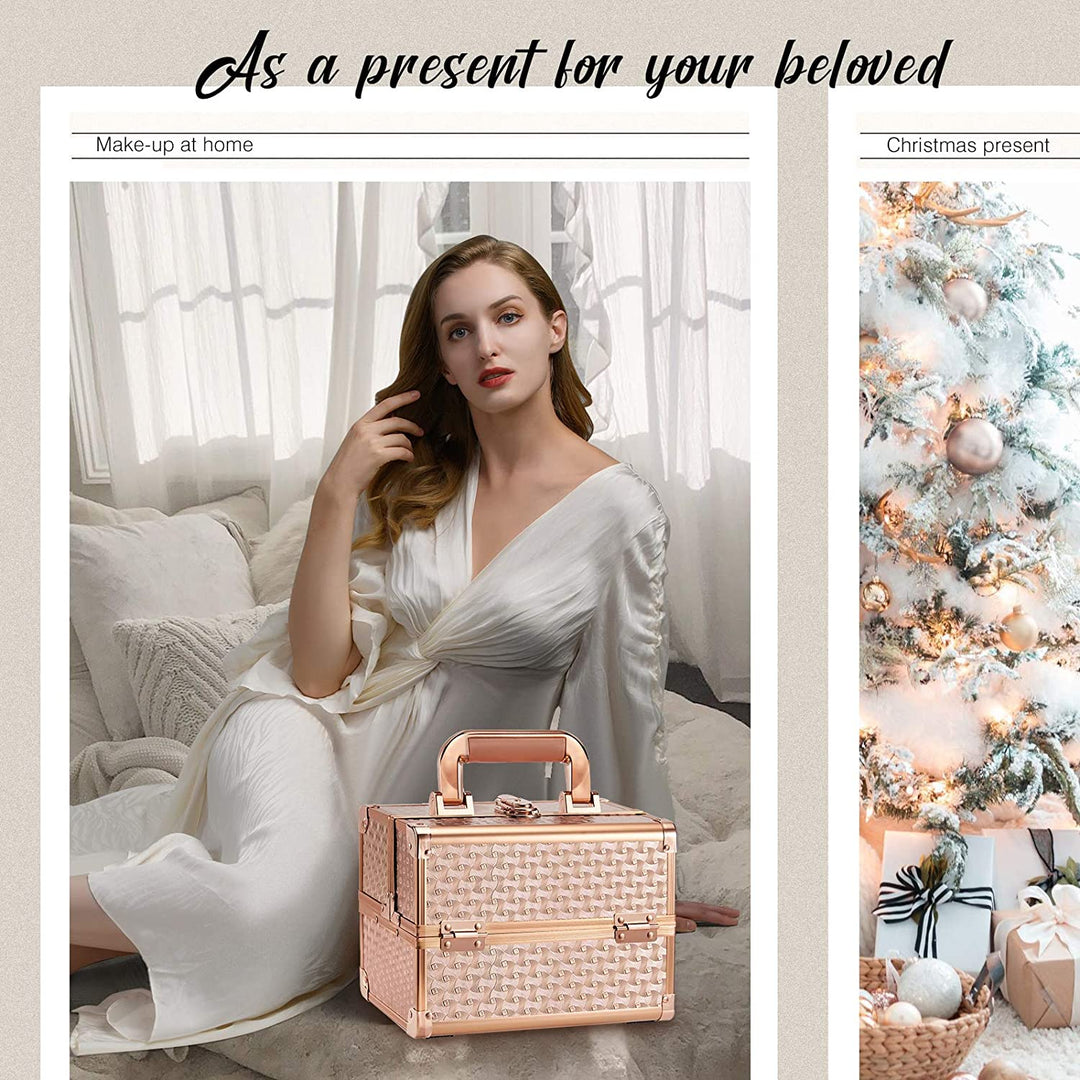 Joligrace Rose Gold Makeup Train Case 87W Joligrace Rose Gold Makeup Train Case 87W