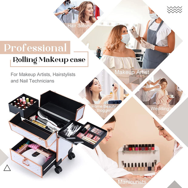 Joligrace Professional Rolling Makeup Case for Makeup Artists 84U - Joligrace