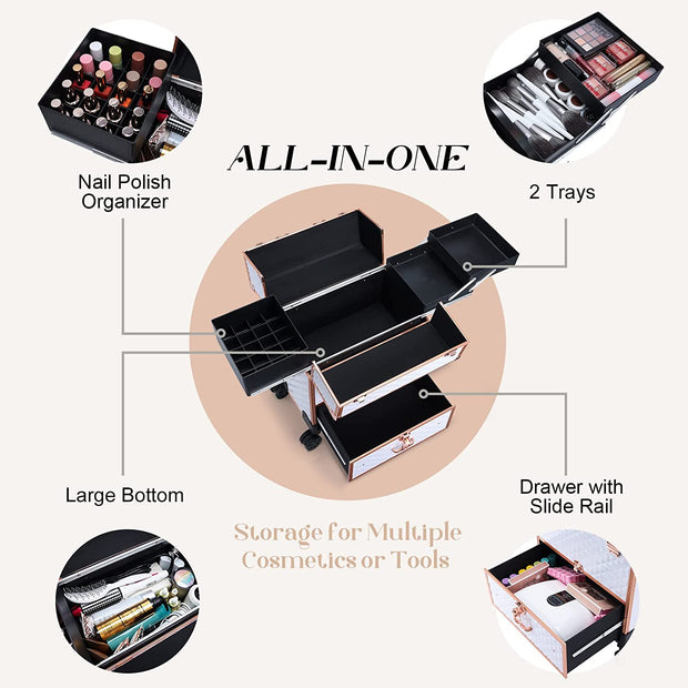 Joligrace Professional Rolling Makeup Case for Makeup Artists 84U - Joligrace